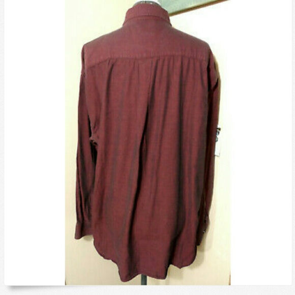 CAMBRIDGE CLASSICS Dress Shirt XL Wine Black twill Long sleeve Button down colla - Picture 5 of 7